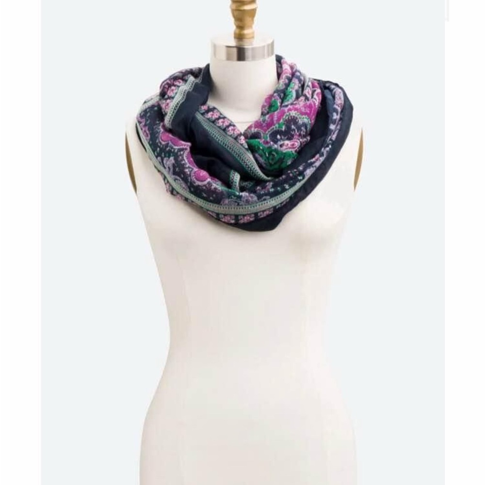 Women's Printed Infinity Scarf in Navy and Pink - Unbranded
